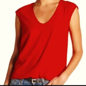 J Crew Red Cap Sleeve Shirt Tail Tunic Sleeveless Tank Top Size 16 XL